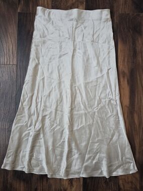 Quince Soft Cream Bias-Cut Midi Skirt